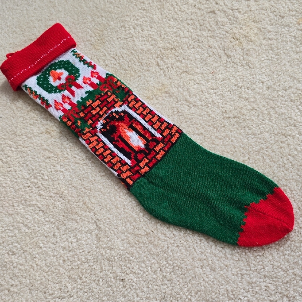 Vintage Fireplace Christmas Stocking